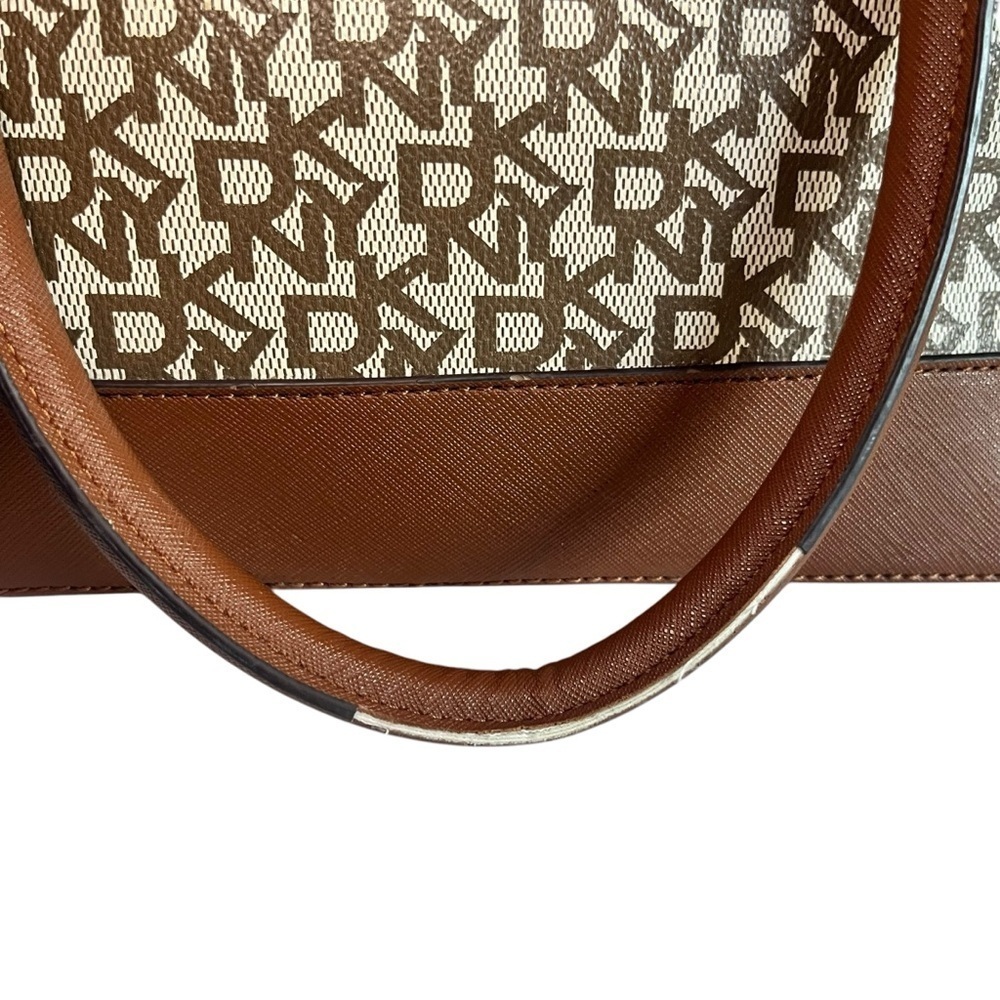 DKNY Women Bryant  MD ROUND Brown/ Beige Satchel Bag Purse MSRP:$198 - Picture 6 of 12